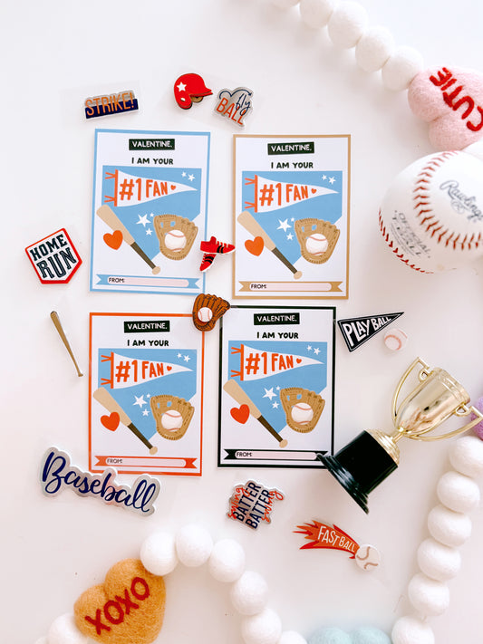 Baseball #1 Fan Valentines | Printable Valentines