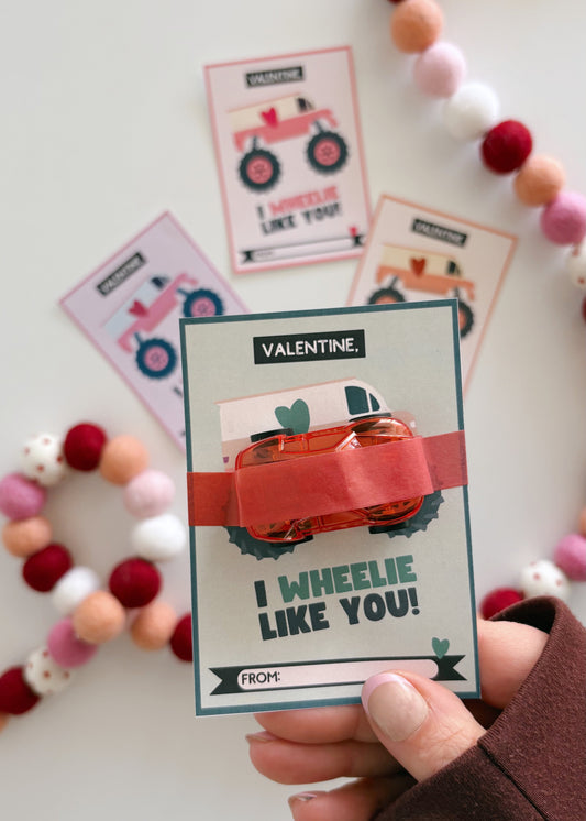 I WHEELIE like you Valentines | Printable Valentines