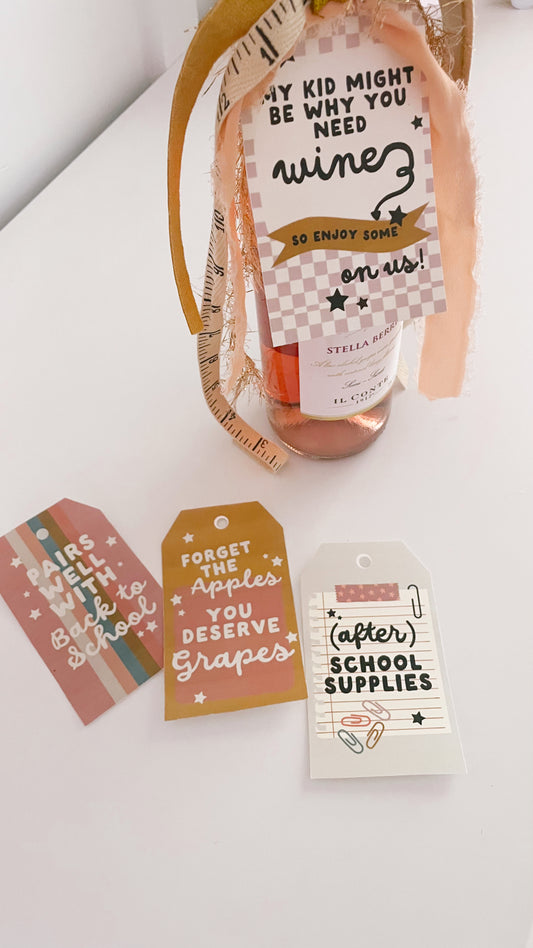 Back to School Wine Tags | Printable tags