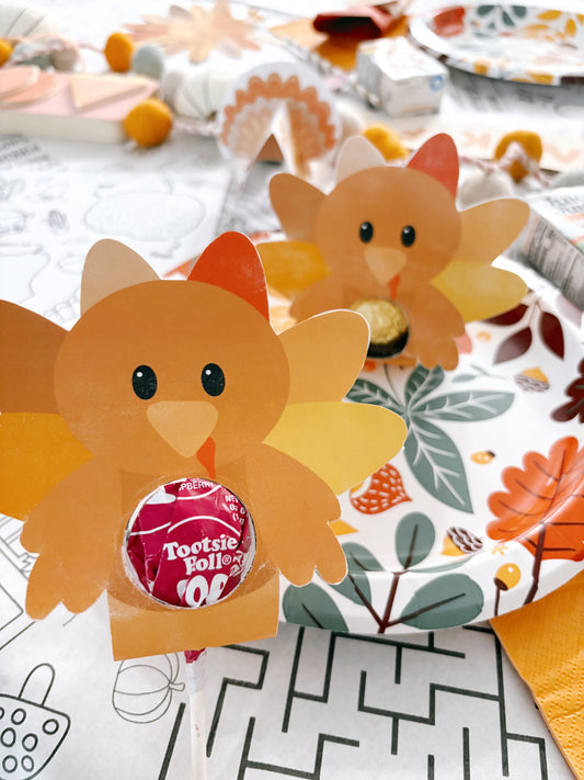 Turkey Treat Holders | Thanksgiving Lollipop or Candy Holder Printable