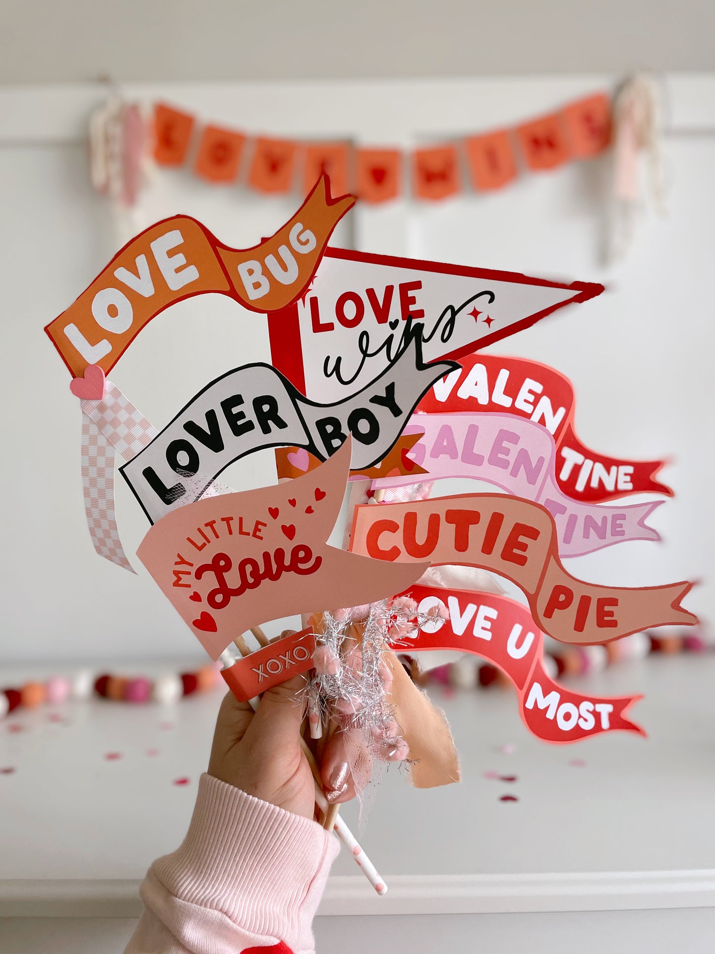 Valentine tags and flags | Printable tags and pennants