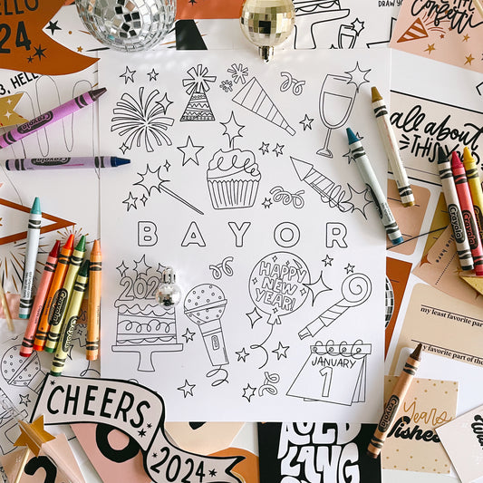Custom NEW YEARS Name Coloring Page