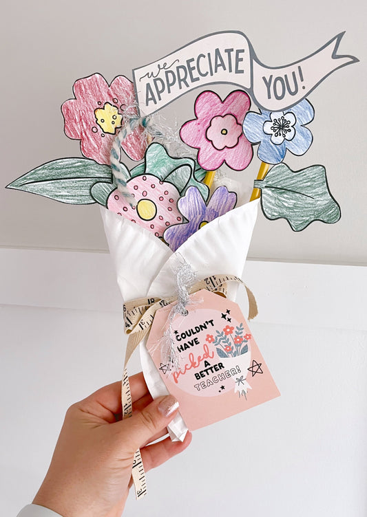 Teacher Appreciation DIY coloring bouquet & tags | 2024 Collection