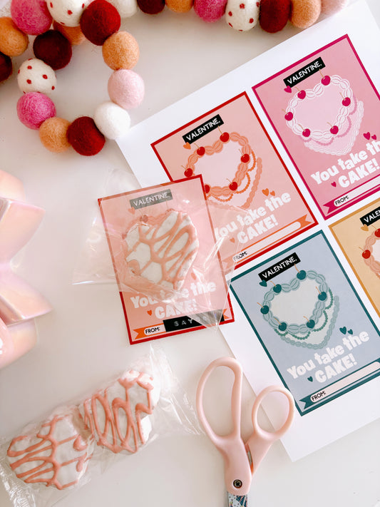 You take the Cake Valentines | Printable Valentines