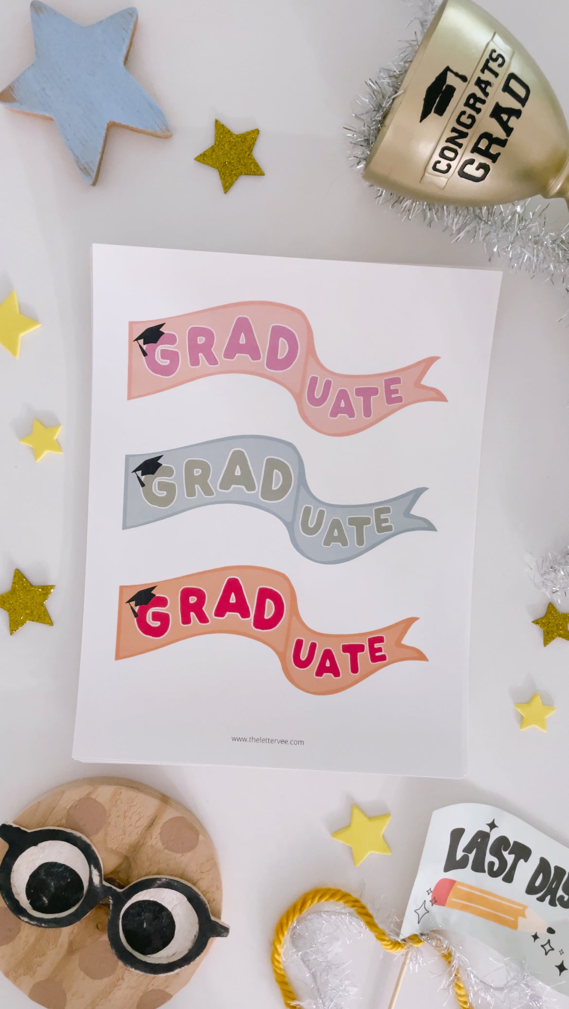 Colorful Graduation Collection | Printable Flags + Tags – The Letter Vee
