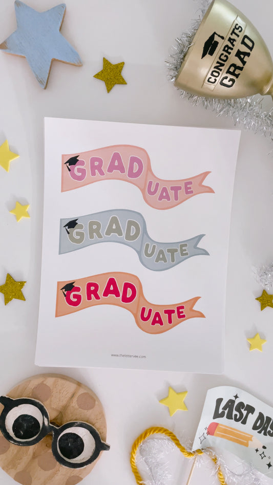 Colorful Graduation Collection | Printable Flags + Tags
