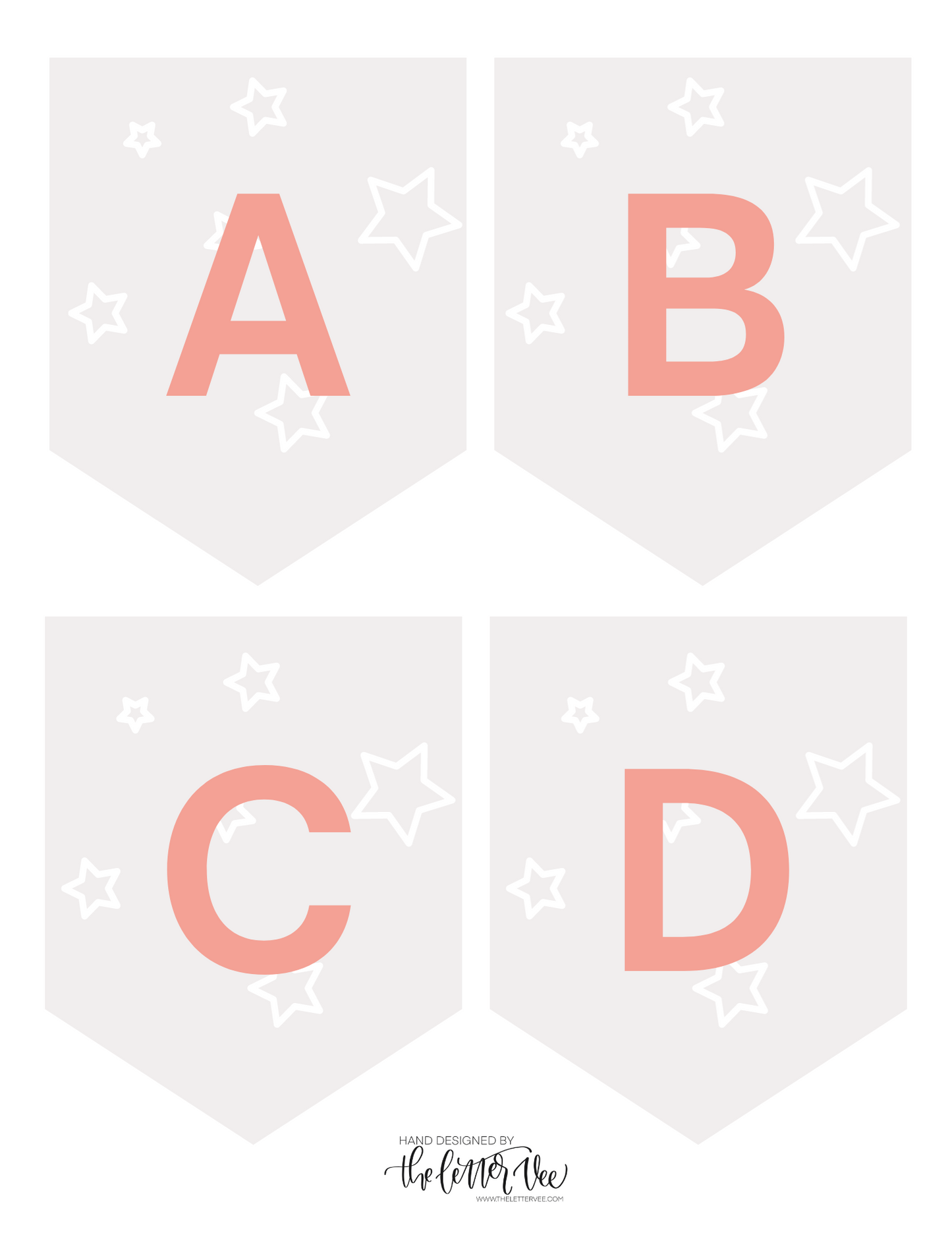 Alphabet Banner Pink Star | Printable Banner