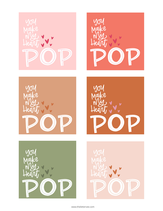 You make my heart POP | Printable Valentines