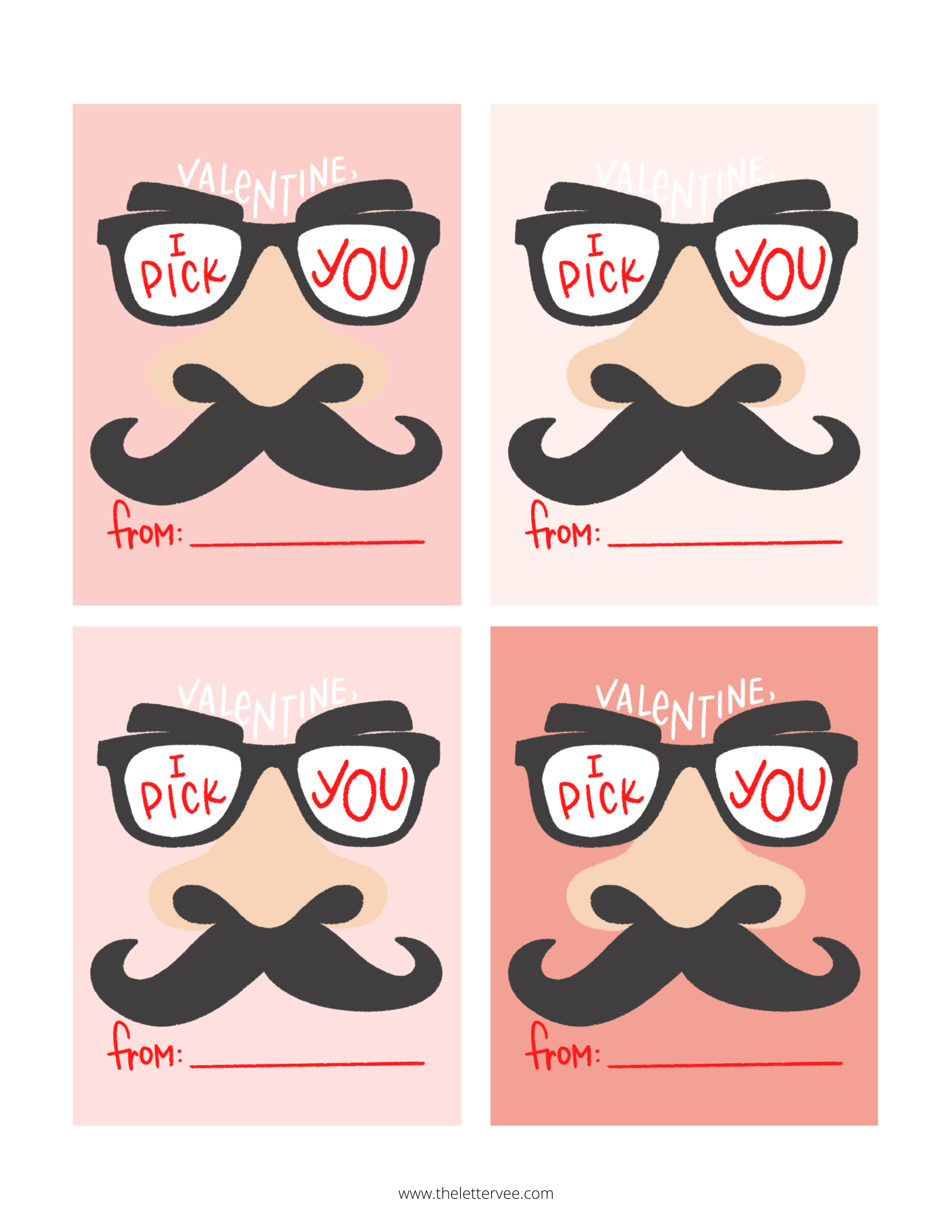 I pick you Valentines | Printable Valentines – The Letter Vee