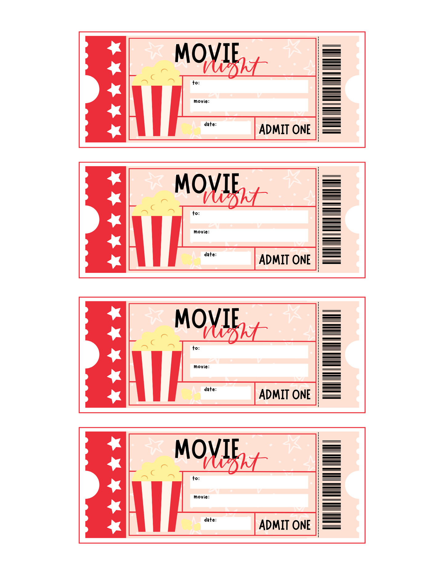Movie Night Printables | Printable bundle
