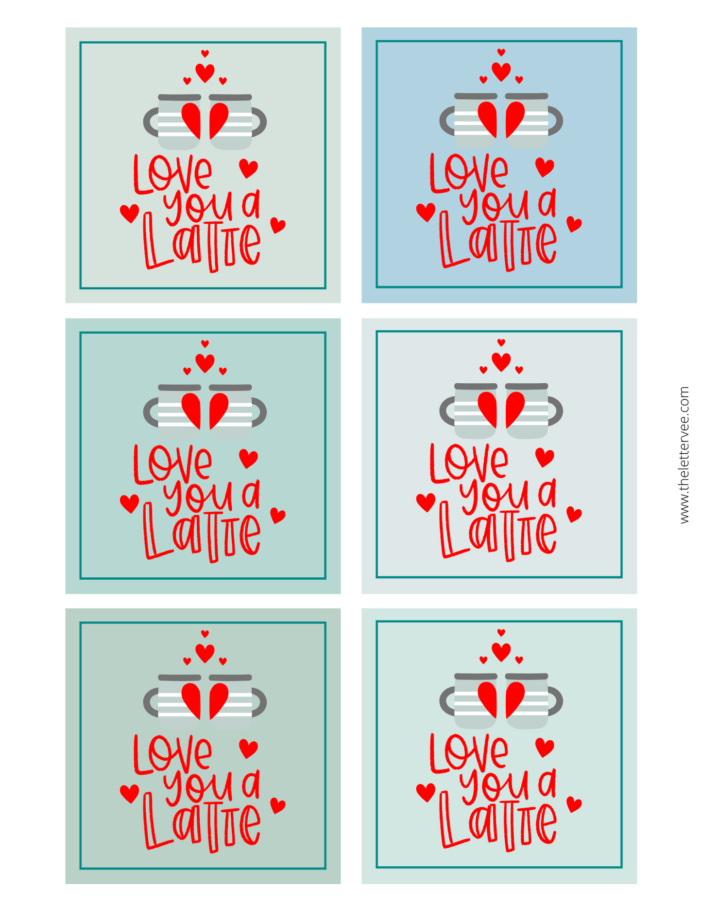 Love you a LATTE Valentines | Printable Valentines