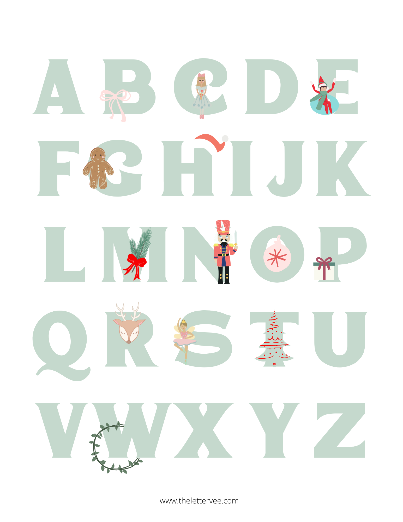 2 db9a4a5f b482 4061 aad4 christmas alphabet | printable page – the letter vee