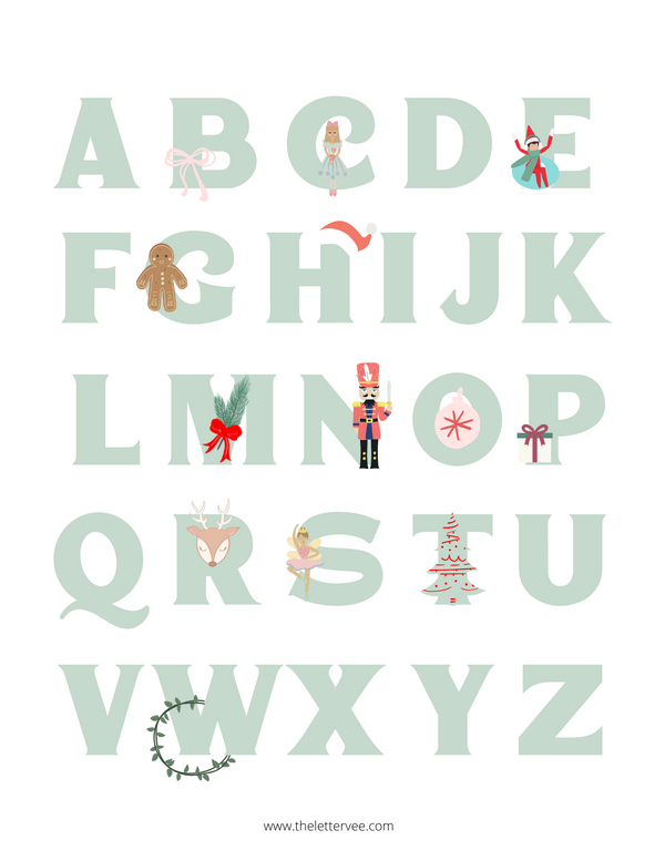 Christmas Alphabet | Printable page – The Letter Vee