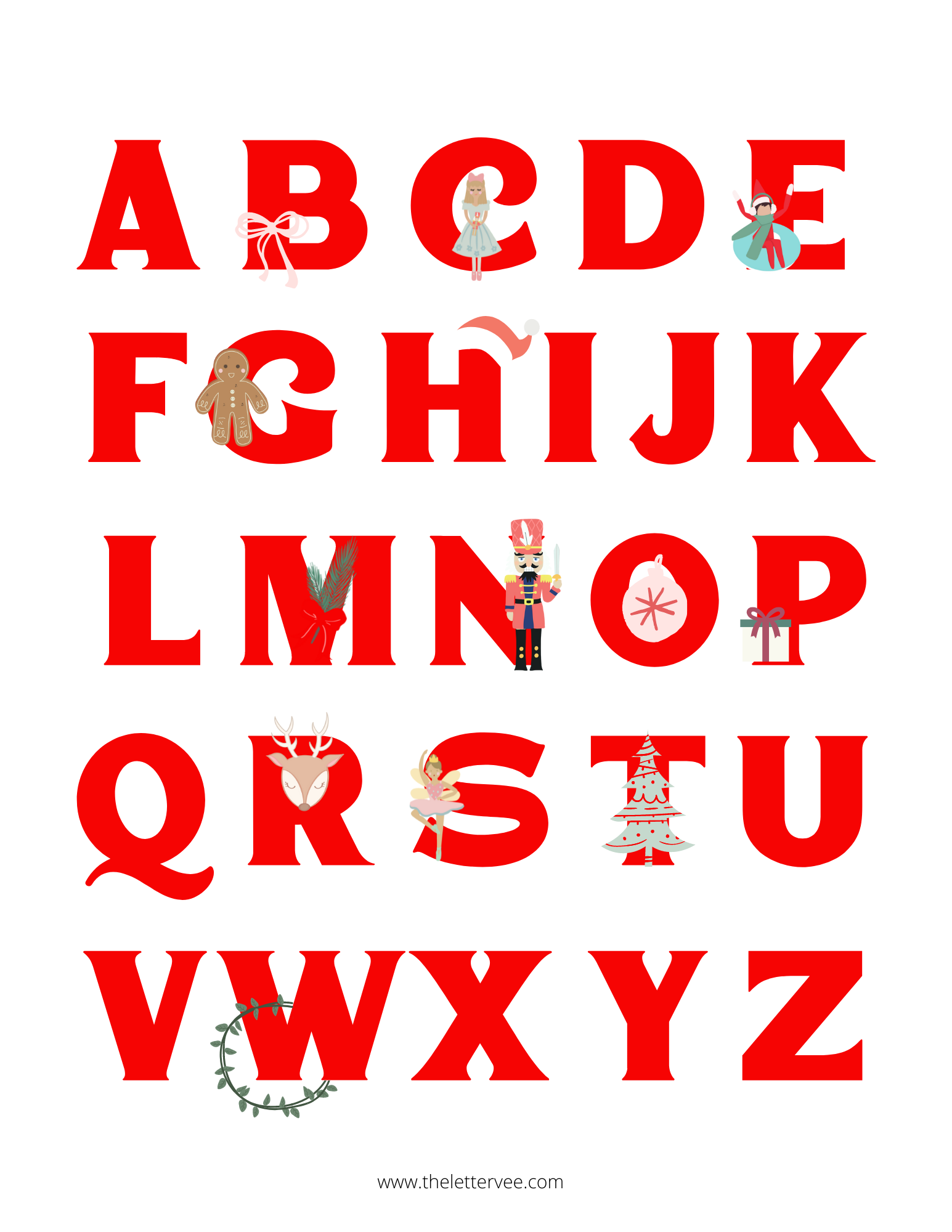 Christmas Alphabet | Printable page – The Letter Vee