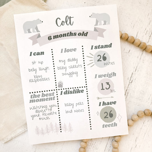 Boy Milestone Print | Art Print