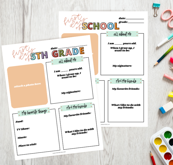 First Day of School | Printable Pages