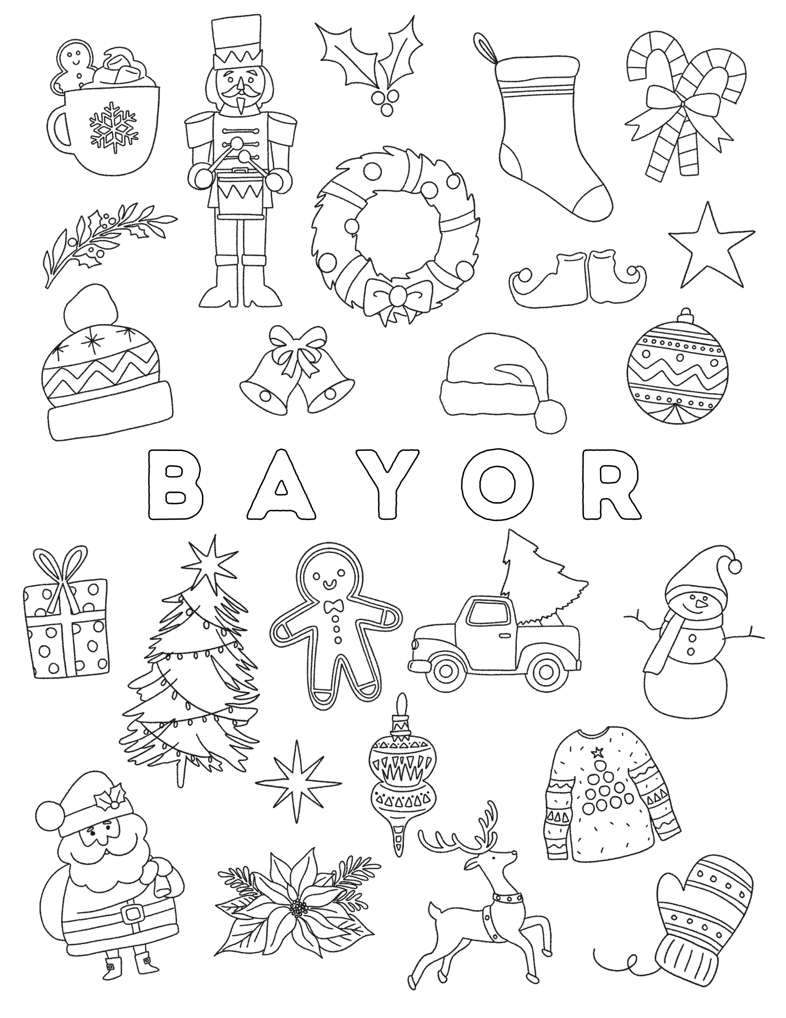Custom CHRISTMAS Coloring Page – The Letter Vee