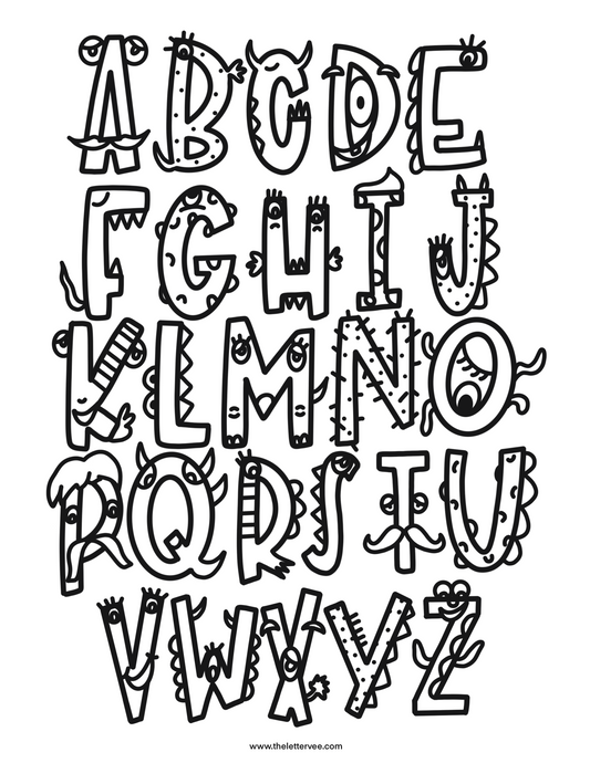 Creatures Alphabet Coloring Page | Printable Craft