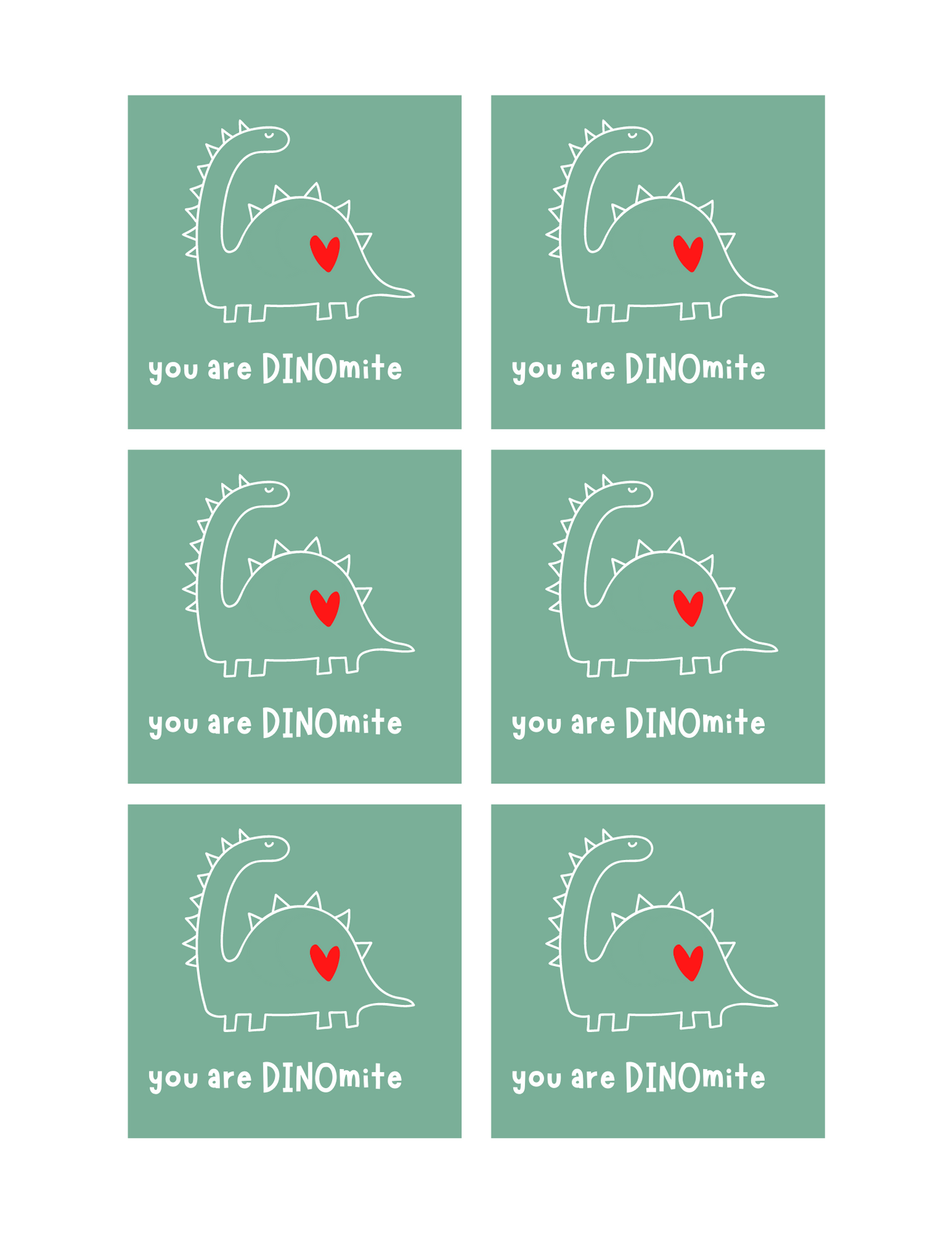 You are DINOmite | Printable Valentines