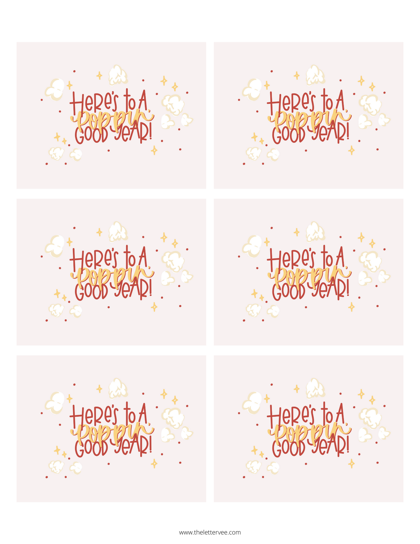 Here's to a POPPIN' good year | Printable tags