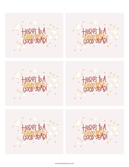 Here's to a POPPIN' good year | Printable tags