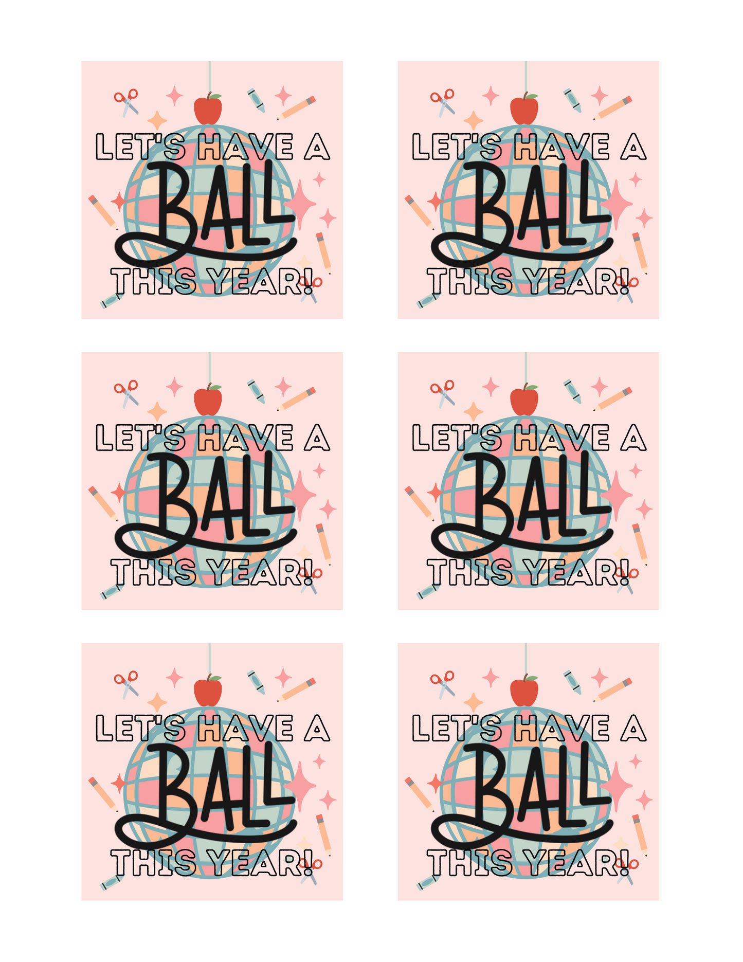 Let's have a ball this year | Printable tags