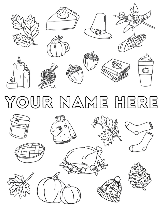 Custom THANKSGIVING Coloring Page
