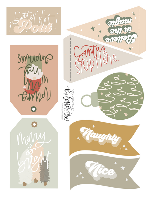 Tags and flags Christmas | Printable page