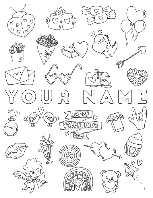 Custom VALENTINE Name Coloring Page