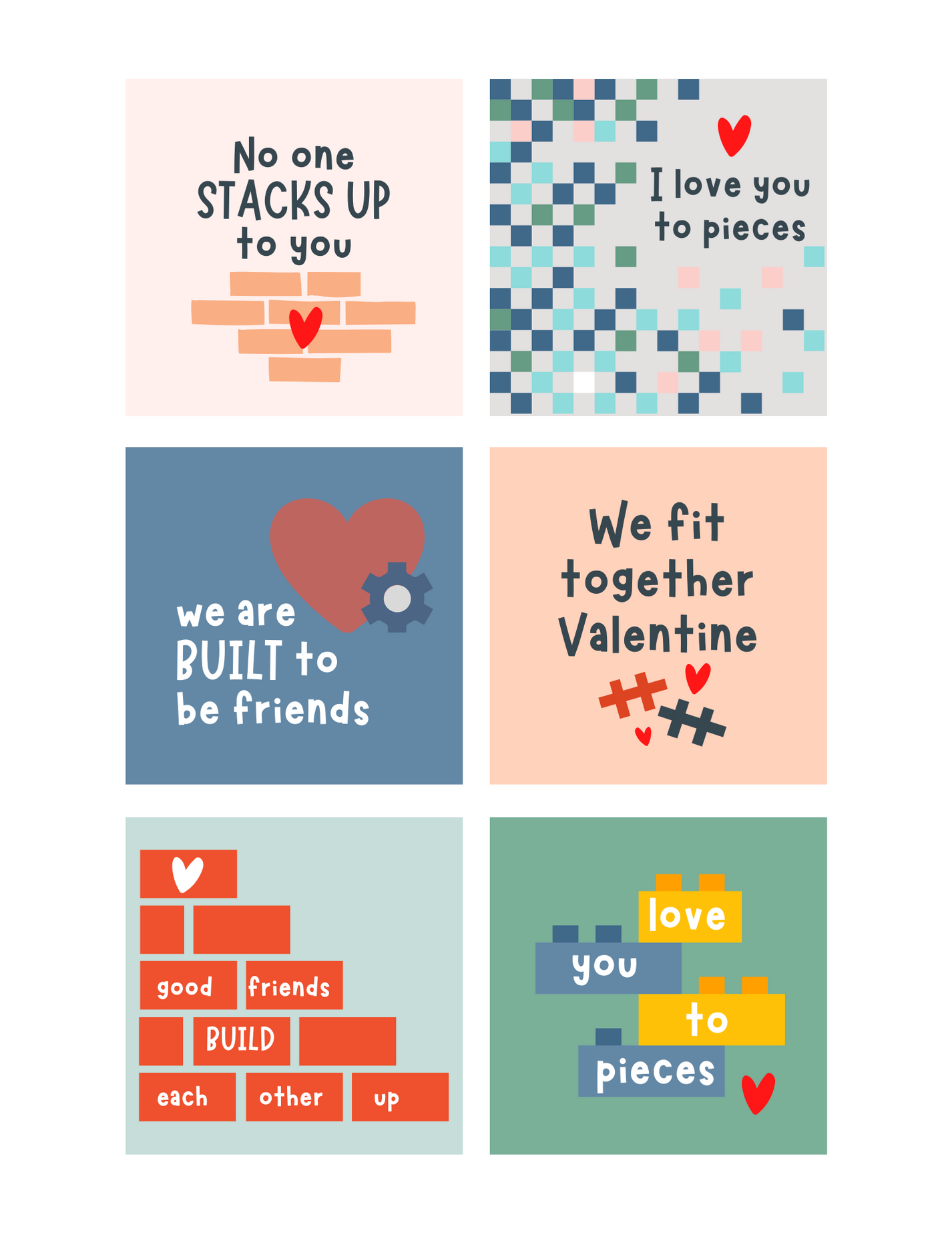 Lego/Building Valentines | Printable Valentines – The Letter Vee