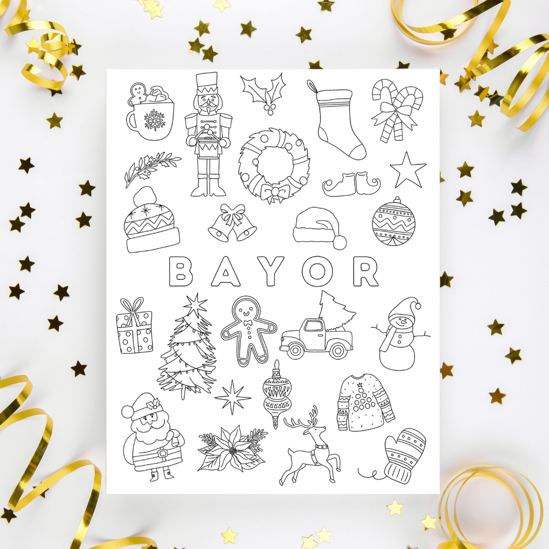 Custom CHRISTMAS Coloring Page – The Letter Vee