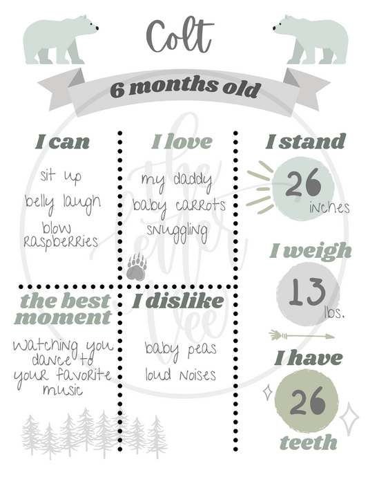 Boy Milestone Print | Art Print